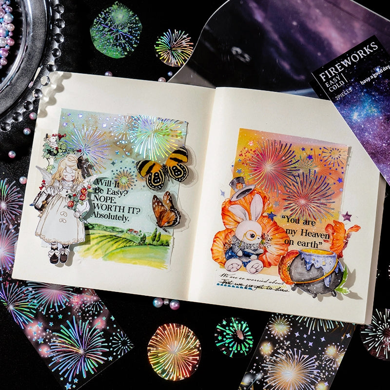 Fireworks Holographic Hot Stamping PET Sticker Sheet b6
