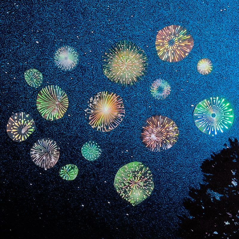 Fireworks Holographic Hot Stamping PET Sticker Sheet b7