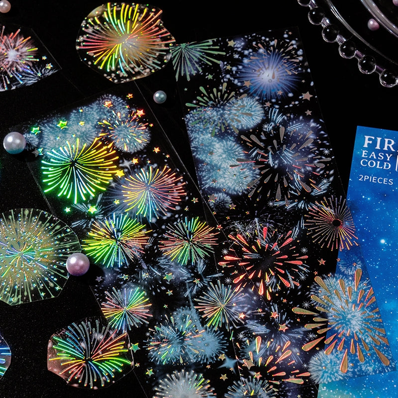 Fireworks Holographic Hot Stamping PET Sticker Sheet b8