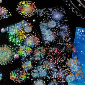 Fireworks Holographic Hot Stamping PET Sticker Sheet b8