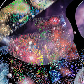 Fireworks Holographic Hot Stamping PET Sticker Sheet c