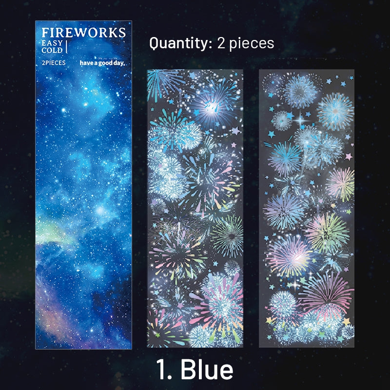 Fireworks Holographic Hot Stamping PET Sticker Sheet sku-1