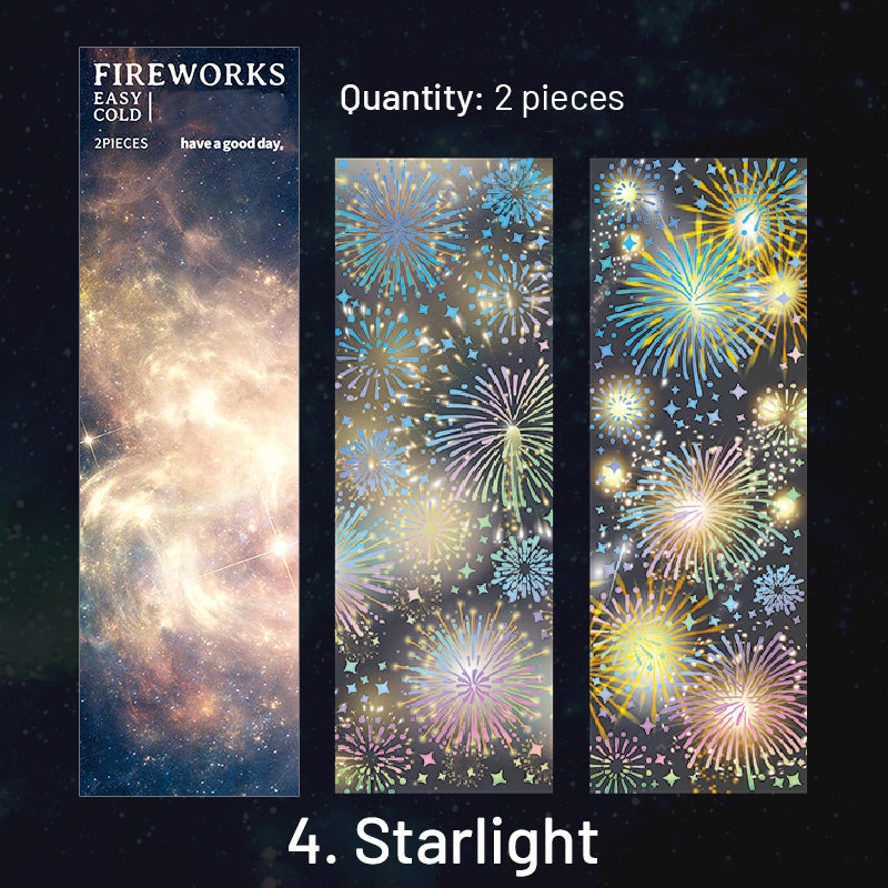 Fireworks Holographic Hot Stamping PET Sticker Sheet sku-4