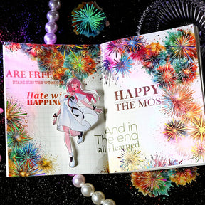 Fireworks Holographic Hot Stamping PET Stickers b2