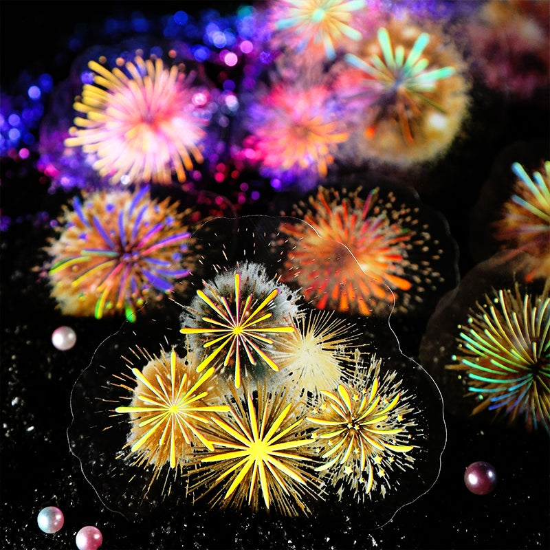Fireworks Holographic Hot Stamping PET Stickers c