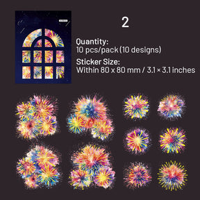 Fireworks Holographic Hot Stamping PET Stickers sku-2