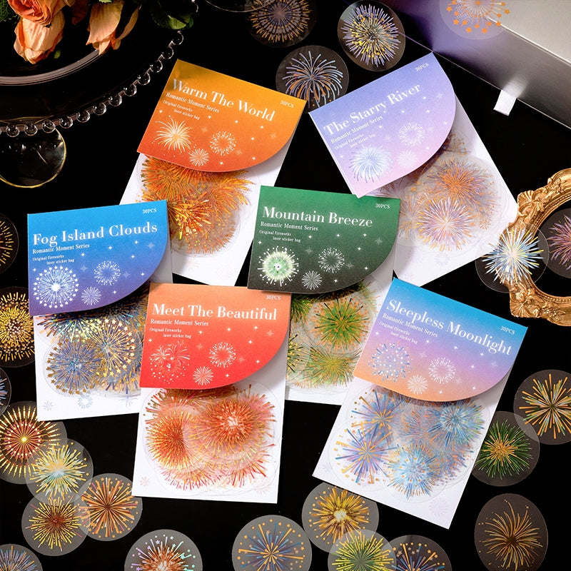 Fireworks Hot Stamping PET Stickers a
