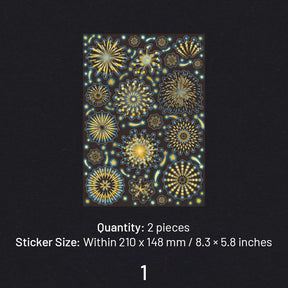 Fireworks Series Holographic Hot Stamping PET Sticker Sheet sku-1