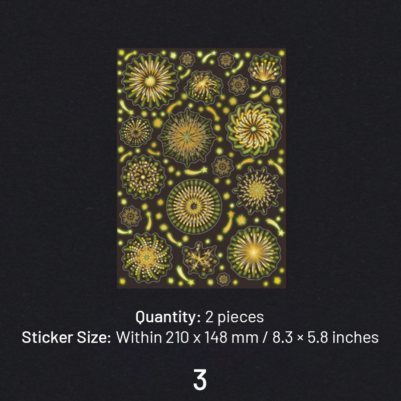 Fireworks Series Holographic Hot Stamping PET Sticker Sheet sku-3