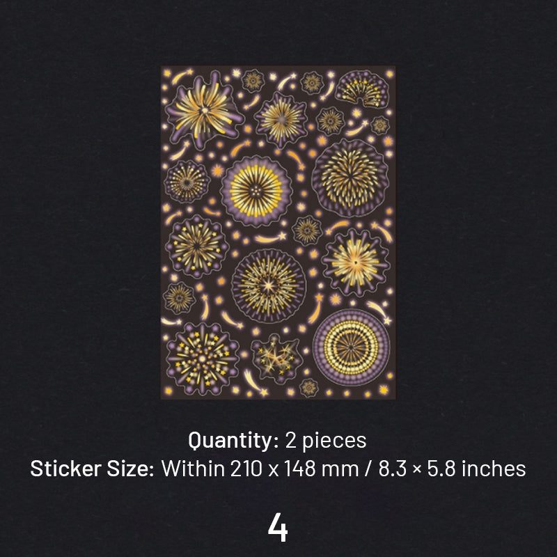 Fireworks Series Holographic Hot Stamping PET Sticker Sheet sku-4