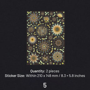 Fireworks Series Holographic Hot Stamping PET Sticker Sheet sku-5