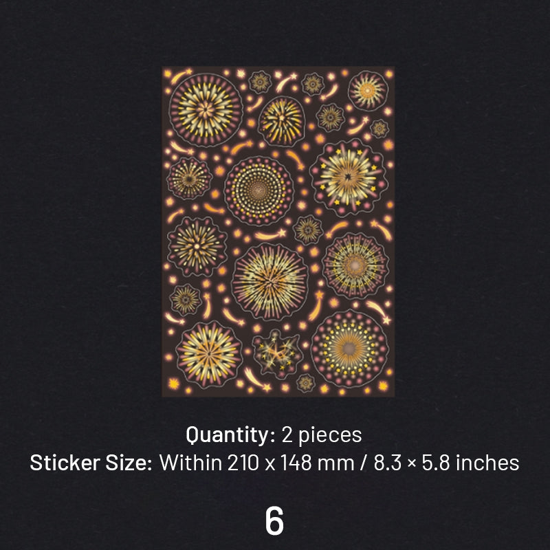 Fireworks Series Holographic Hot Stamping PET Sticker Sheet sku-6
