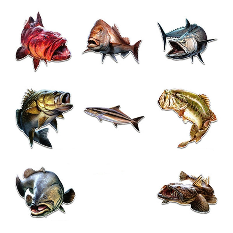 Fish-Themed Holographic Large Vinyl Stickers a