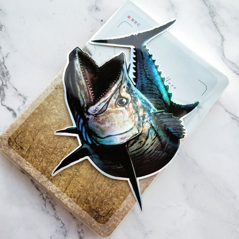 Fish-Themed Holographic Large Vinyl Stickers b