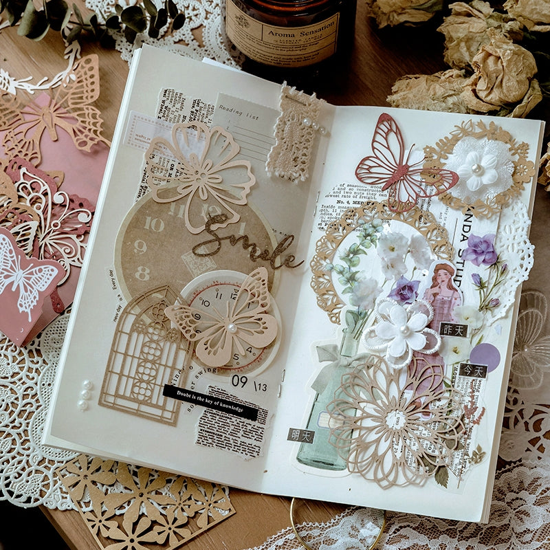 Floating Flower Art Retro Hollow Background Paper b2