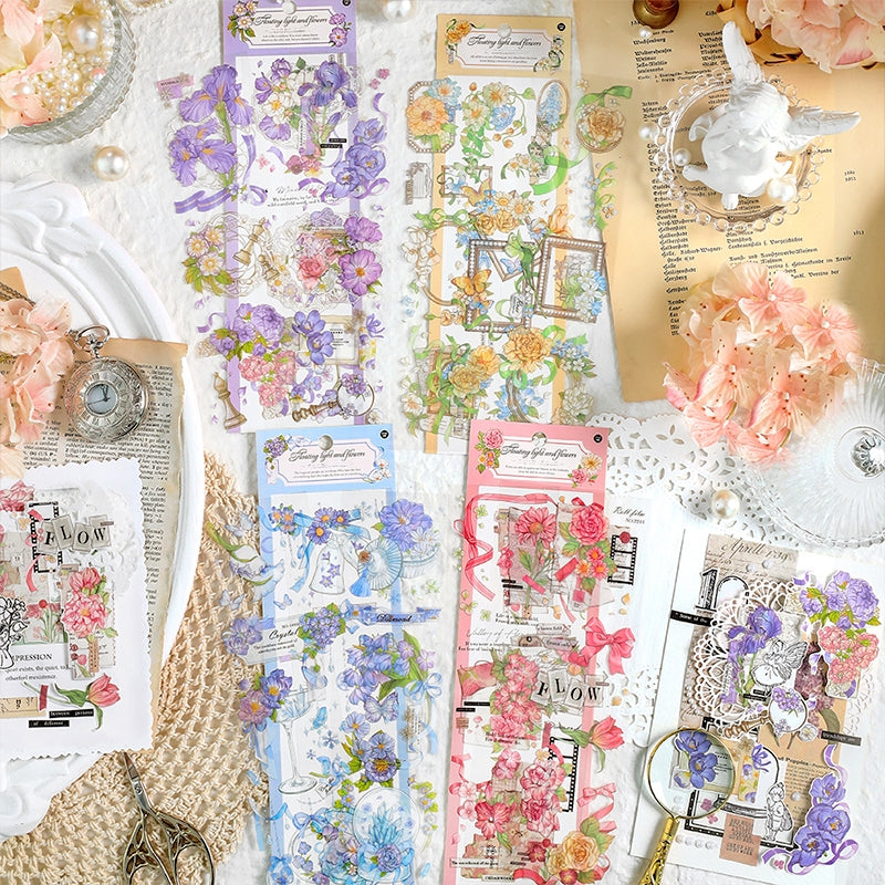 Floating Flower Shadow Long Strip Stickers | Stamprints Floral Collection