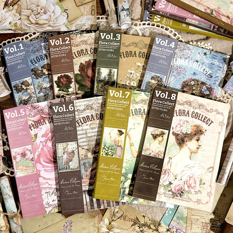 Flora Collect Retro Oil Painting Scrapbook Paper a2