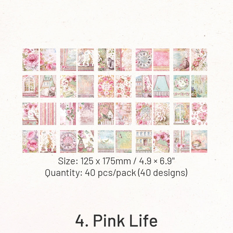 Flora Collect Retro Oil Painting Scrapbook Paper sku-4