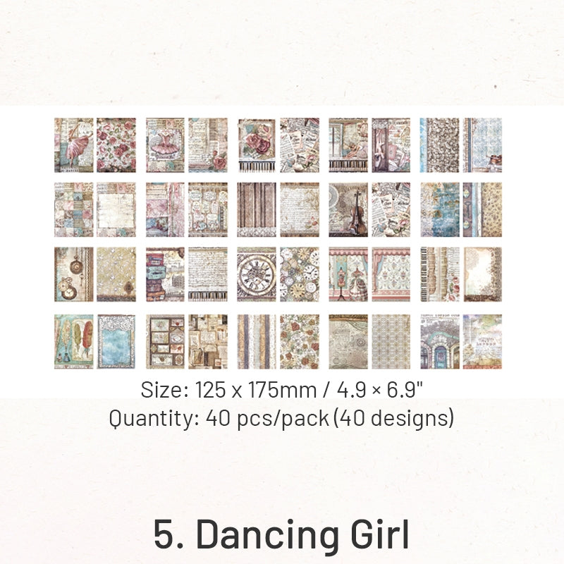 Flora Collect Retro Oil Painting Scrapbook Paper sku-5