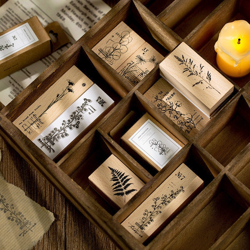 Flora Wooden Rubber Stamp - Daisy, Baby's Breath a