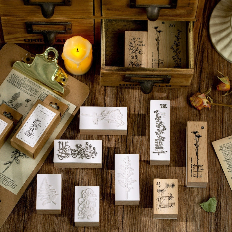 Flora Wooden Rubber Stamp - Daisy, Baby's Breath b2