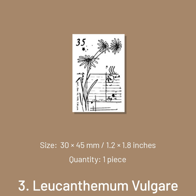 Flora Wooden Rubber Stamp - Daisy, Baby's Breath sku-3