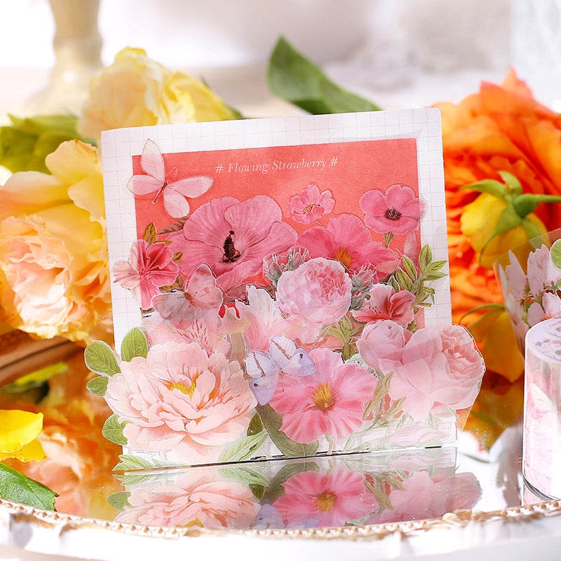 Floral Blossoms in Full Garden Retro Artistic PET Tape b1