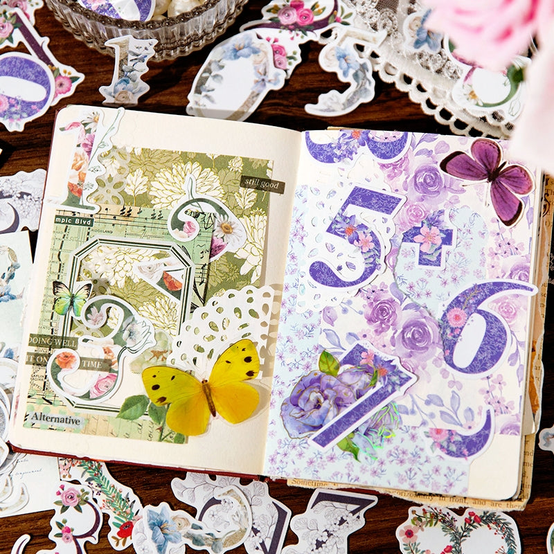 Floral Number Washi Stickers b7