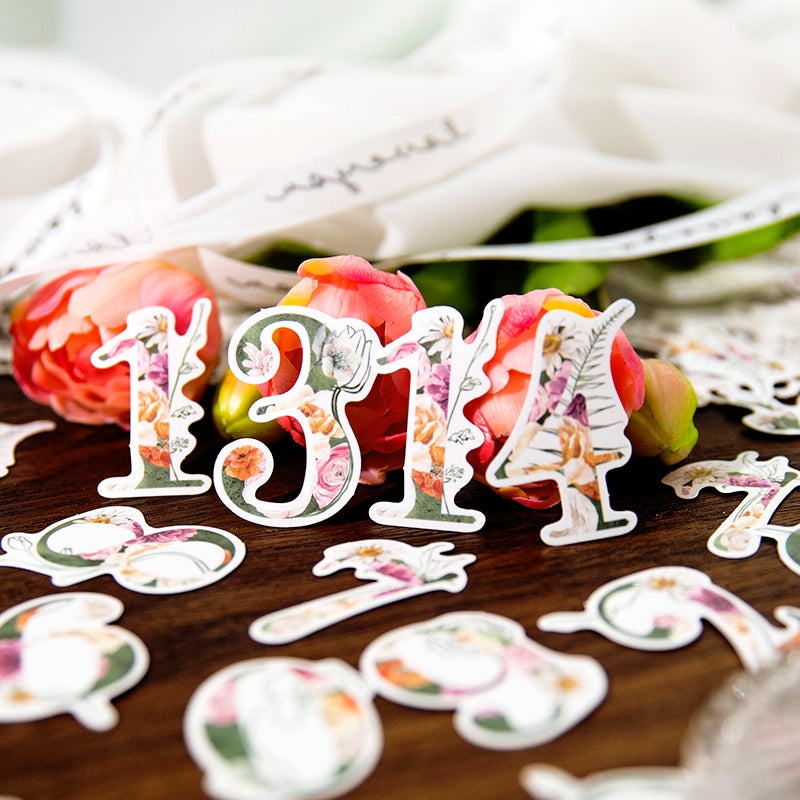 Floral Number Washi Stickers c