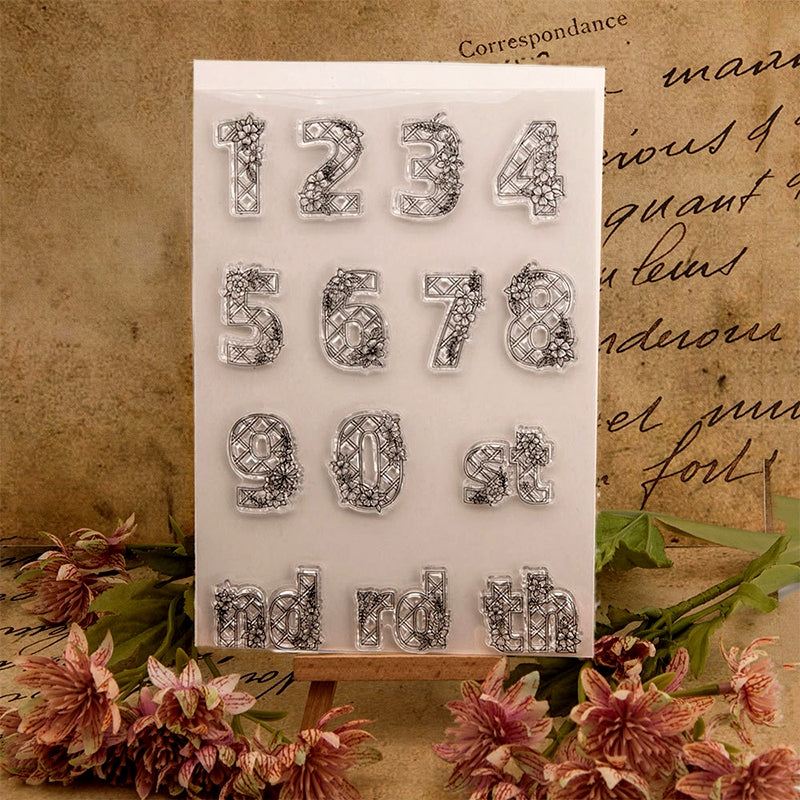 Floral Numbers and Letters Silicone Stamp b3