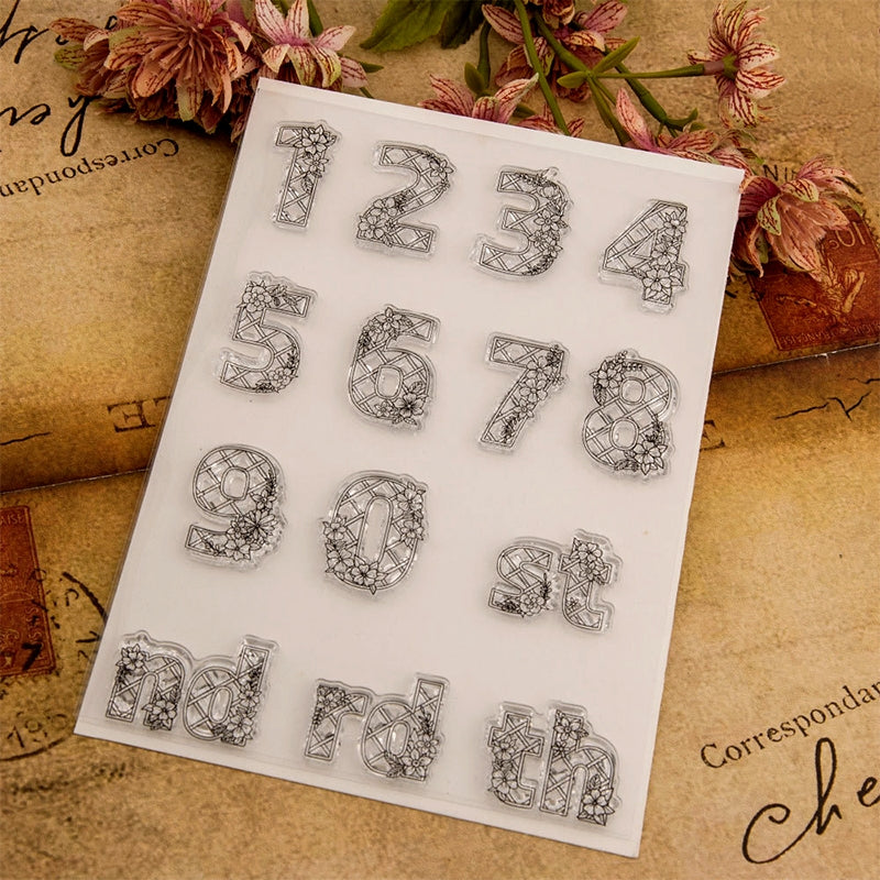 Floral Numbers and Letters Silicone Stamp b