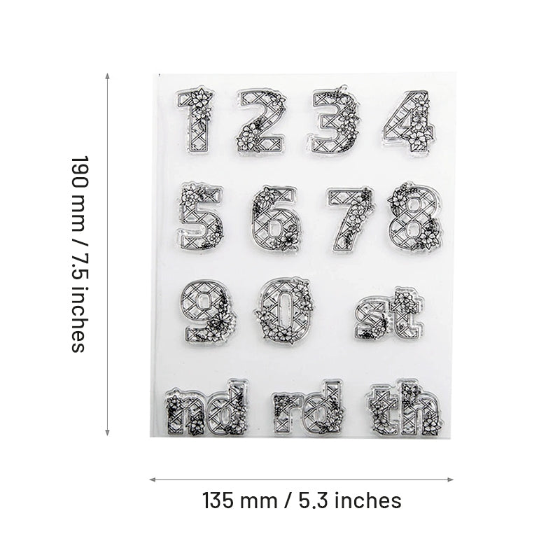 Floral Numbers and Letters Silicone Stamp c