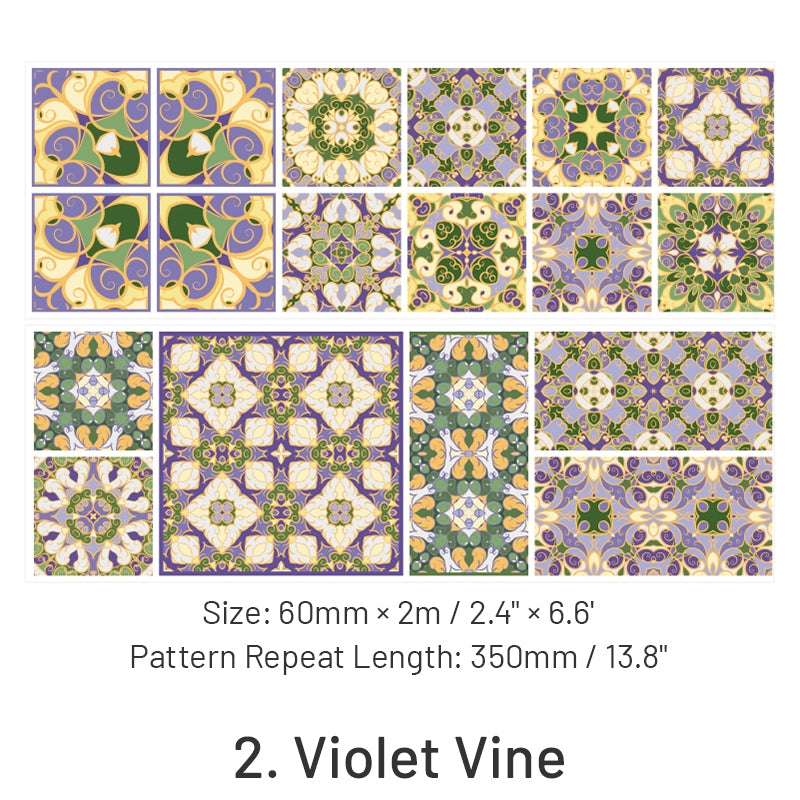 Floral Tile Pattern Collection Decorative PET Tape sku-2