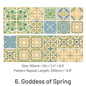 Floral Tile Pattern Collection Decorative PET Tape sku-6