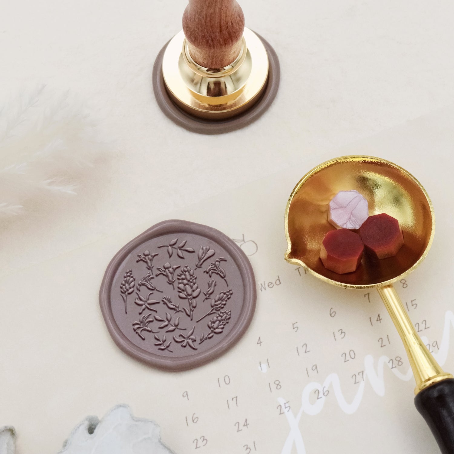 Floral Tile Pattern Wax Seal Stamp - Style 3 4