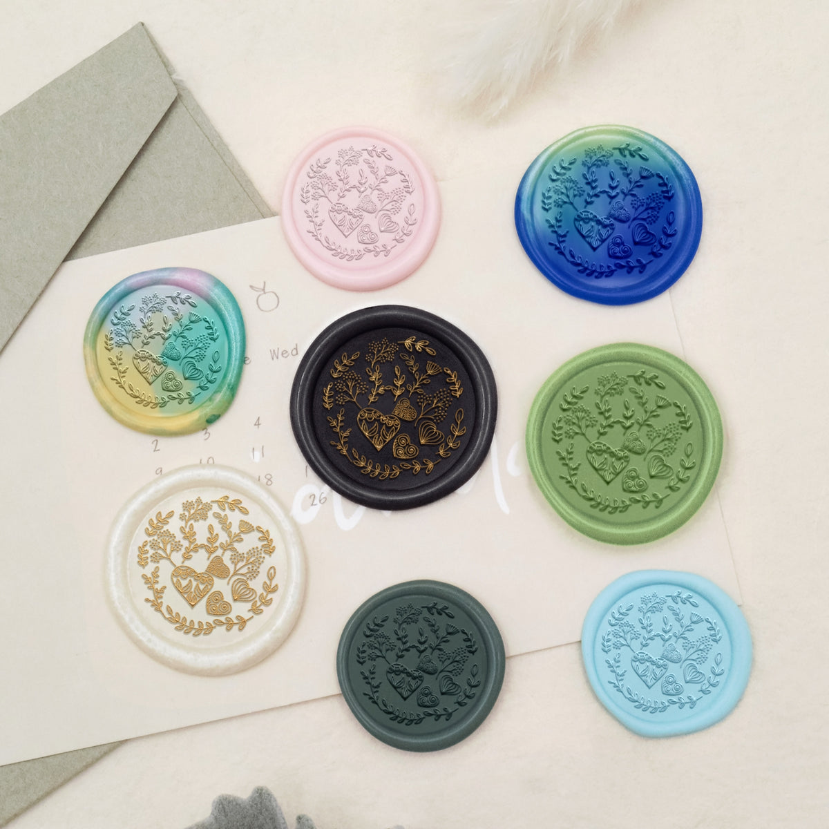 Floral Tile Pattern Wax Seal Stamp - Style 4 3