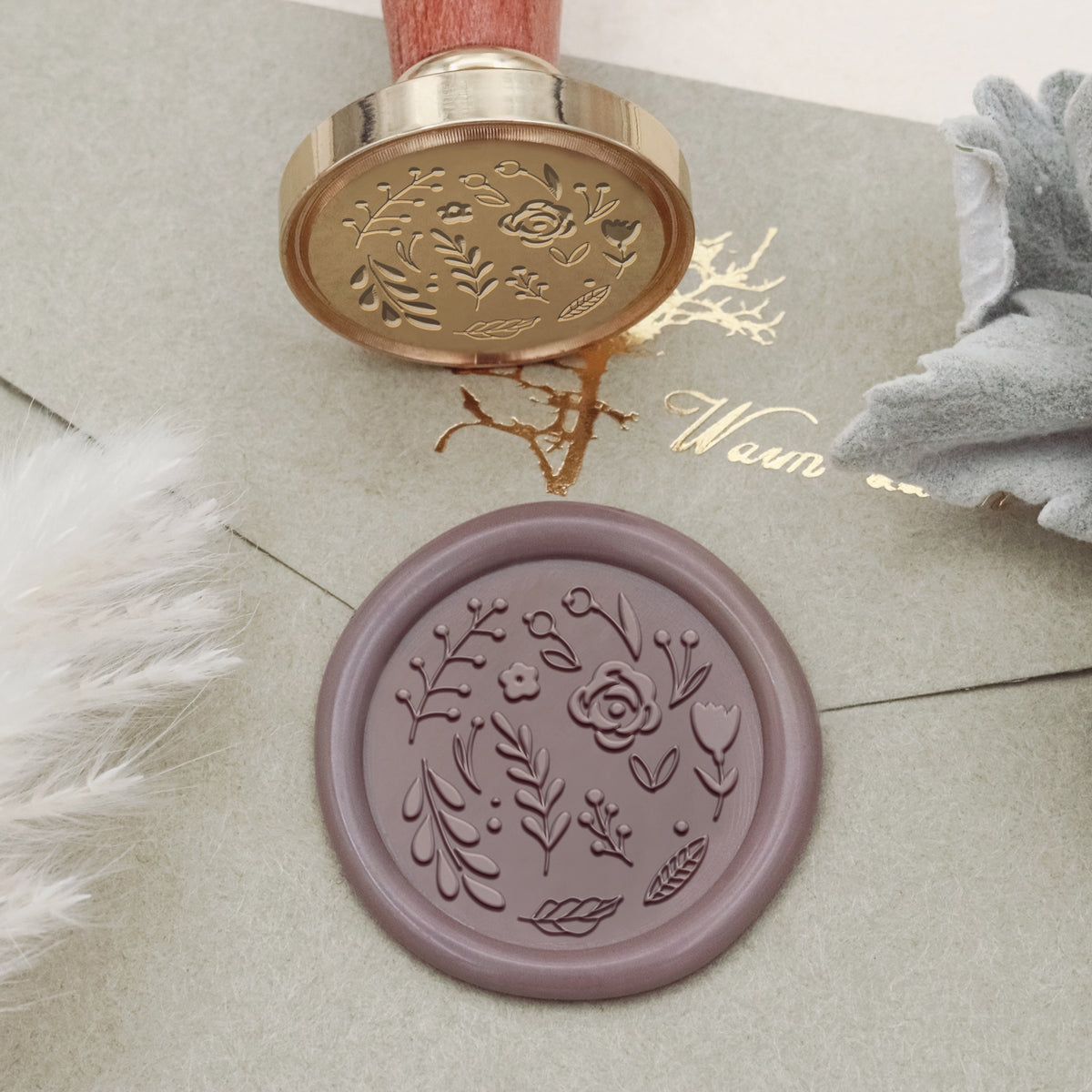 Floral Tile Pattern Wax Seal Stamp - Style 5 2