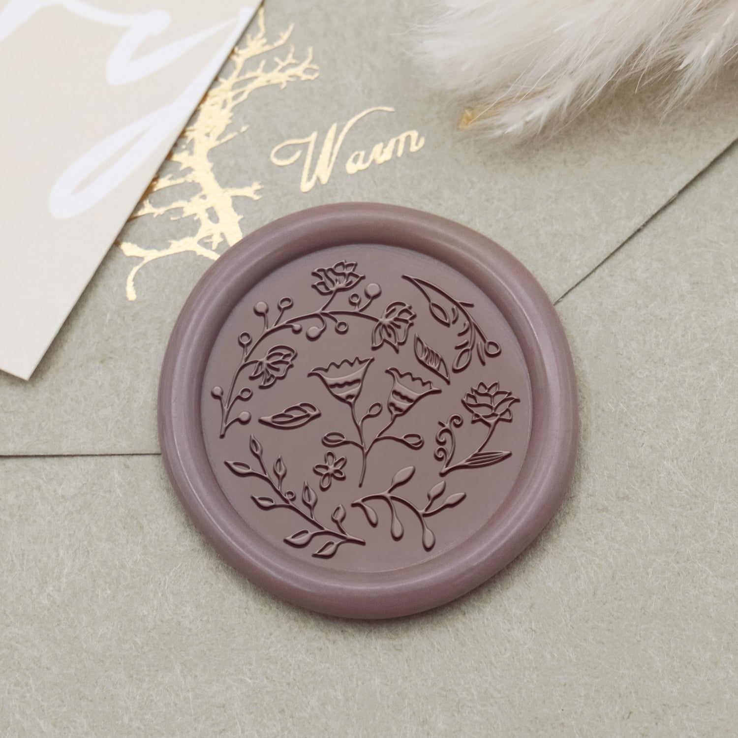 Floral Tile Pattern Wax Seal Stamp - Style 7 1