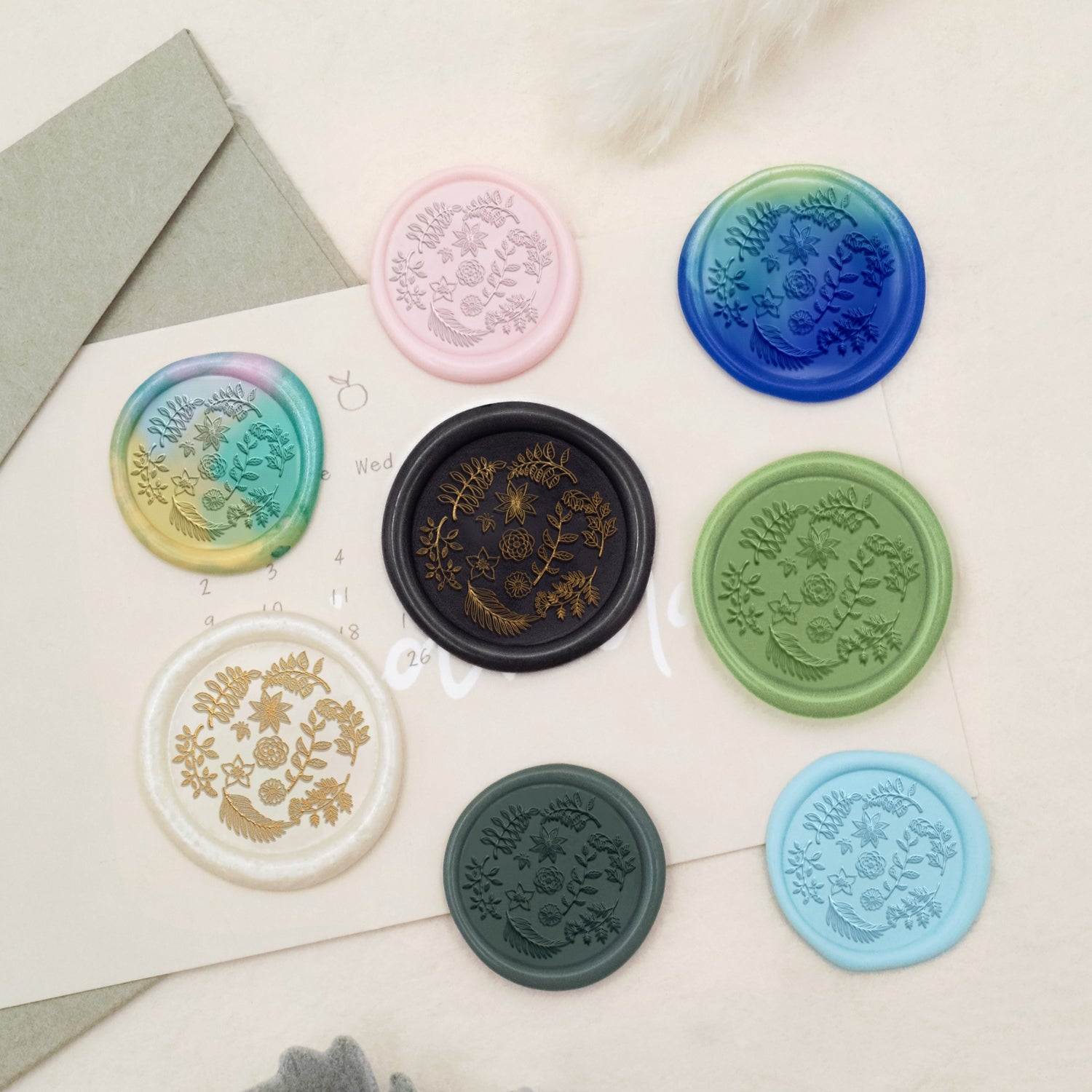 Floral Tile Pattern Wax Seal Stamp -2 3