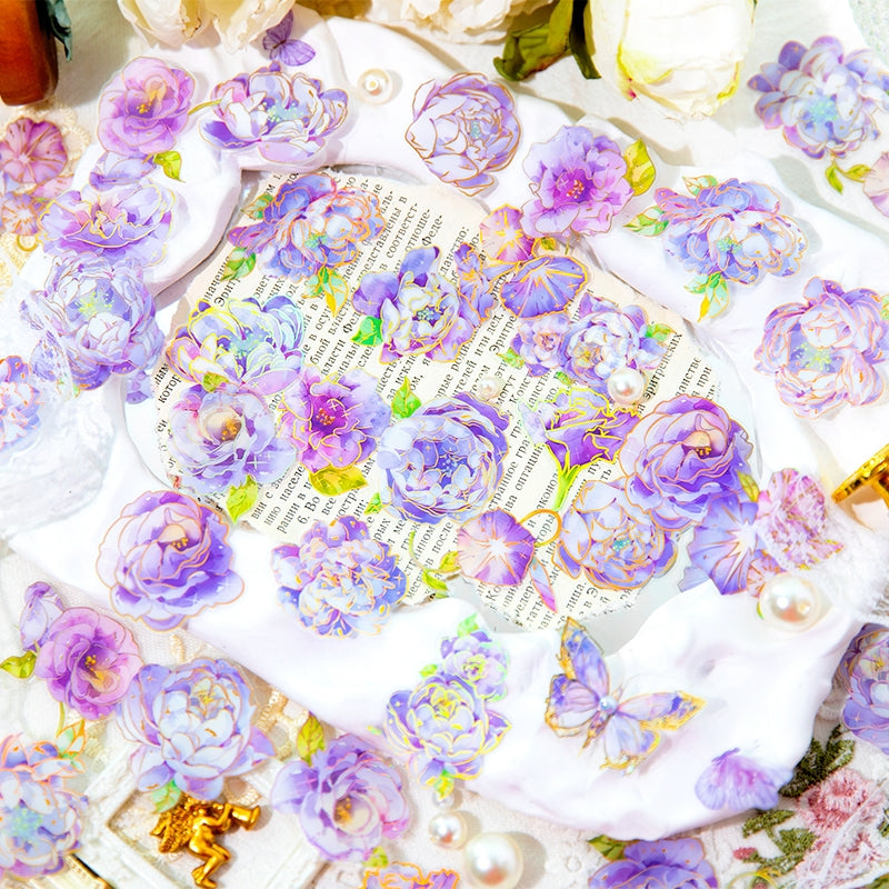 Flower and Butterfly Gold Foil PET Stickers b2