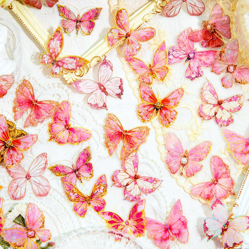 Flower and Butterfly Gold Foil PET Stickers b3