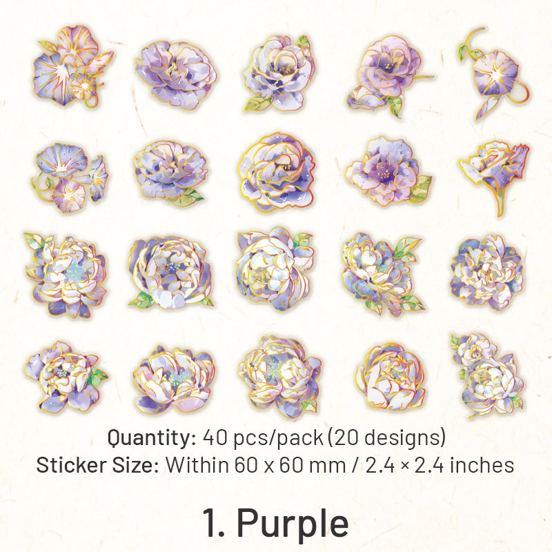 Flower and Butterfly Gold Foil PET Stickers sku-1