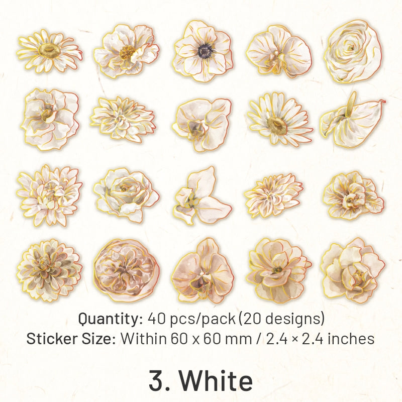 Flower and Butterfly Gold Foil PET Stickers sku-3