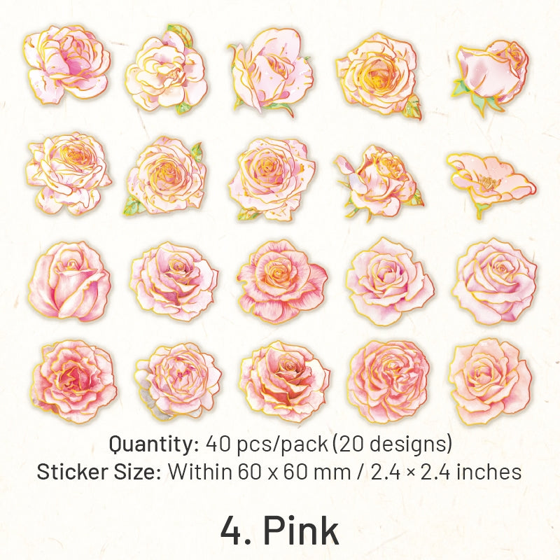 Flower and Butterfly Gold Foil PET Stickers sku-4