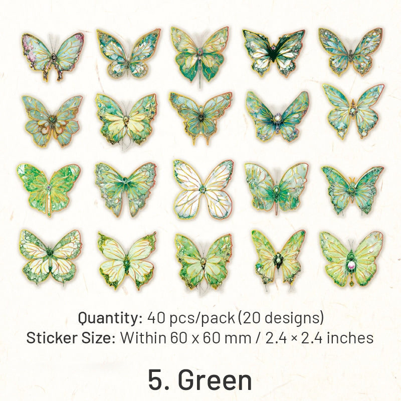 Flower and Butterfly Gold Foil PET Stickers sku-5