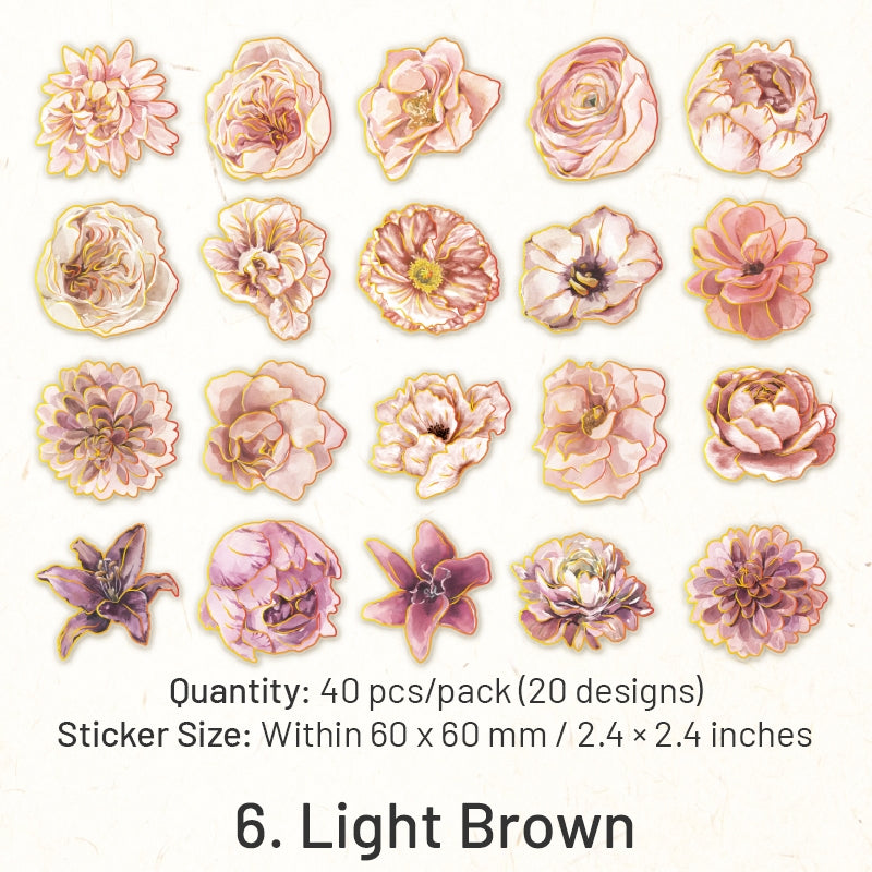 Flower and Butterfly Gold Foil PET Stickers sku-6
