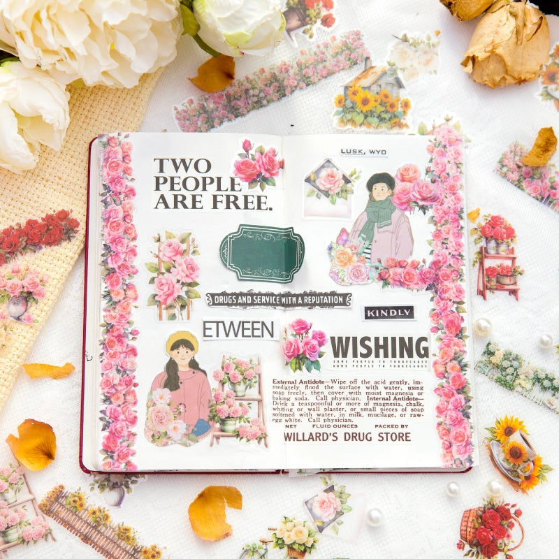 Flower and Fence PET Stickers b2