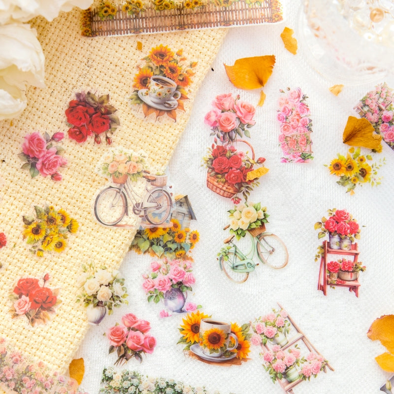 Flower and Fence PET Stickers b3