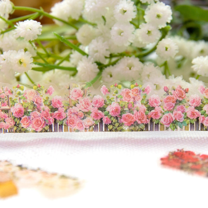 Flower and Fence PET Stickers b5