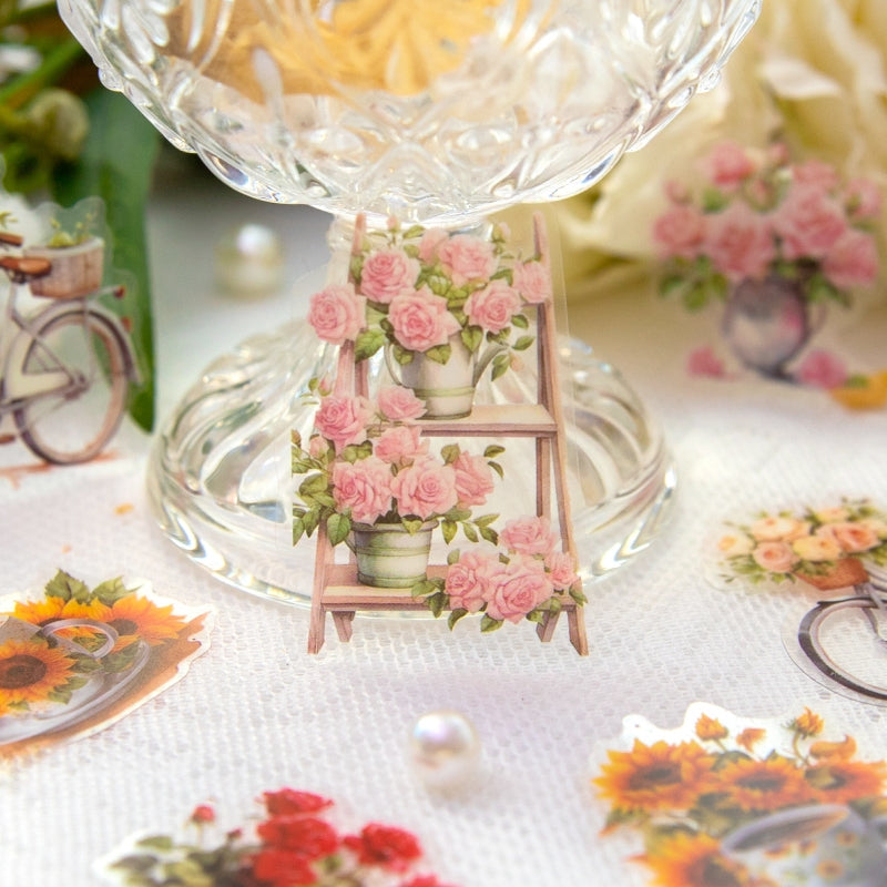 Flower and Fence PET Stickers b6